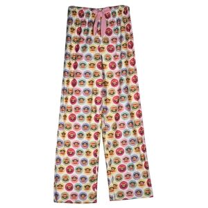Paul Frank Girls 10/12 Pajama Pants White and Multi-colored Monkey Print EUC